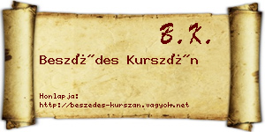 Beszédes Kurszán névjegykártya